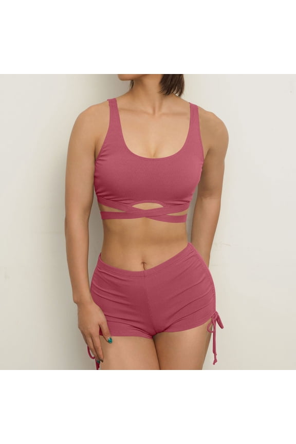 Women's Soft Cup Bikini Set Two Piece Swimsuit with Standard Straps Scoop Neck Solid Pattern Quick Dry Nylon Spandex for Vacation