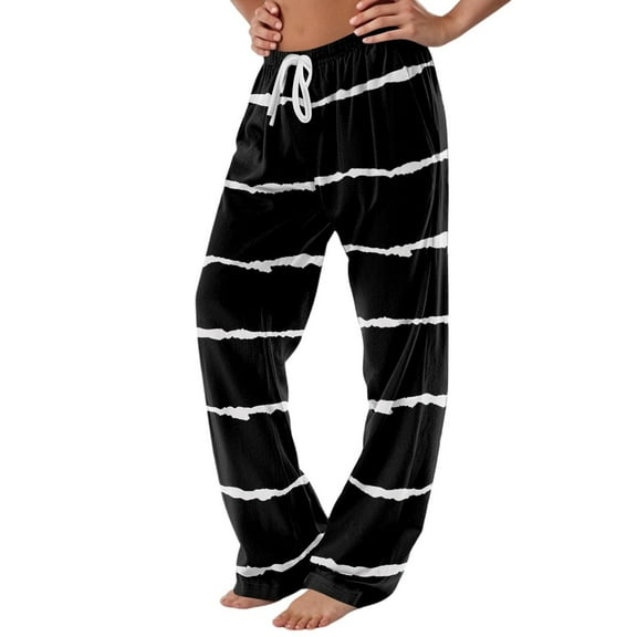 Mgmyaa Women's Soft Lounge Pajama Pants Full Length Elastic Waist Side Pocket Comfort Sleepwear Palazzo Pants Size S-3XL