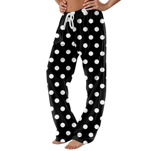 Mgmyaa Women's Soft Lounge Pajama Pants Full Length Elastic Waist Side Pocket Comfort Sleepwear Palazzo Pants Size S-3XL