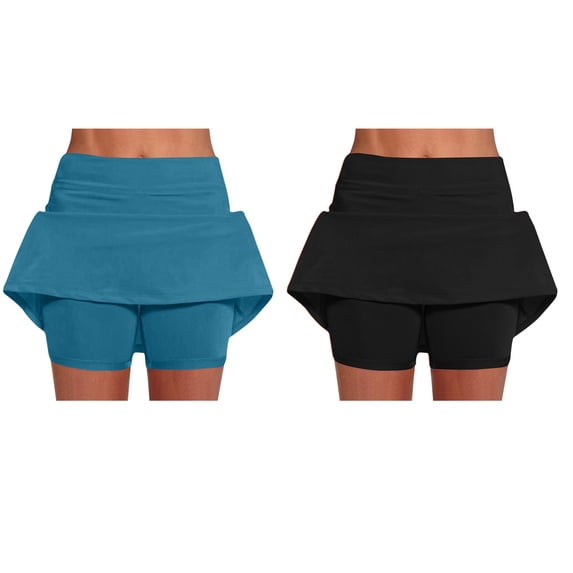 Mgmyaa Women's Solid 2-Piece Activewear Skirt Pants Running Shorts Set with Elastic Waist and Active Fit for Yoga or Jogging