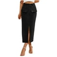 thumbnail image 1 of Mgmyaa Women's Stretch High Waist Pencil Suit Skirt Below Knee Front Slit Dressy Workwear with Pockets, 1 of 8
