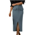 thumbnail image 1 of Mgmyaa Women's Stretch High Waist Pencil Suit Skirt Below Knee Front Slit Dressy Workwear with Pockets, 1 of 6