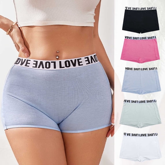 Mgmyaa Women's Stretchy Breathable Briefs Mid Waist Boy Shorts Solid Color Anti-Roll Soft Panties for Women