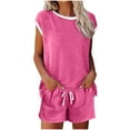 thumbnail image 1 of Mgmyaa Women's Summer 2 Piece Outfits Sleeveless Tank Top Matching Shorts Sets Sweatsuits Pajama Set, 1 of 5