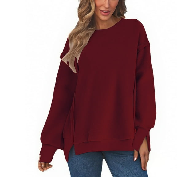 Mgmyaa Women's Sweatshirts Causal Pullover Fleece Tops Crewneck Long Sleeve Warm Thick Winter Fall Sweatshirt