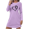 thumbnail image 1 of Mgmyaa Women's T-Shirt Dress Long Sleeve Crew Neck Print Loose Casual Pullover Mini Dress, 1 of 5