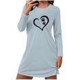 thumbnail image 1 of Mgmyaa Women's T-Shirt Dress Long Sleeve Crew Neck Print Loose Casual Pullover Mini Dress, 1 of 5