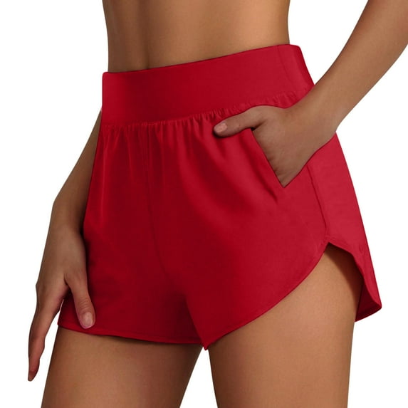 Mgmyaa Women's Tennis Shorts Run Yoga Shorts Elastic Waist Sports Gym Shorts with Zipper Pockets