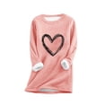 thumbnail image 1 of Mgmyaa Women's Thermal Fleece Long Sleeve Printed Base Layer Tops Winter Warm Loungewear Round Neck Fall Blouse Clothes, 1 of 3
