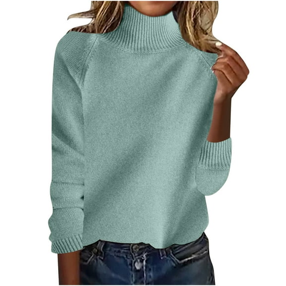 Mgmyaa Women's Thick Stand Collar Pullover Sweater Loose Turtleneck Shoulder Insert Knit Top Warm Fleece Winter Casual Lazy Style