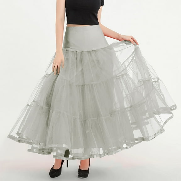 Mgmyaa Women's Tulle Long Skirt High Waisted Puffy Prom Skirt Mesh Ballerina Skirt Flowy Layered Formal Party Tiered Skirt