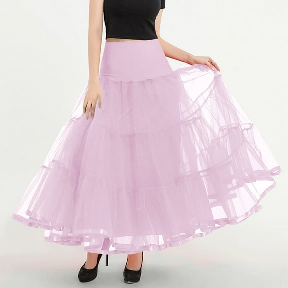 Mgmyaa Women's Tulle Long Skirt High Waisted Puffy Prom Skirt Mesh Ballerina Skirt Flowy Layered Formal Party Tiered Skirt