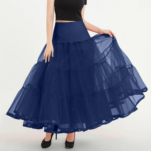 Mgmyaa Women's Tulle Long Skirt High Waisted Puffy Prom Skirt Mesh Ballerina Skirt Flowy Layered Formal Party Tiered Skirt