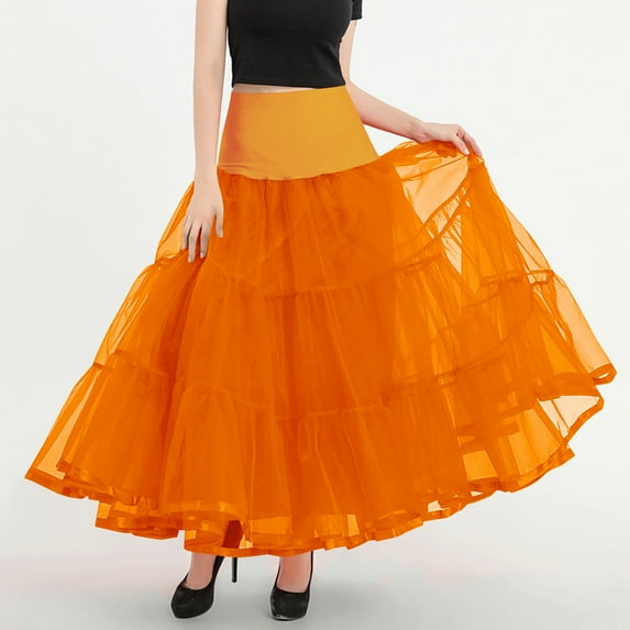 Mgmyaa Women's Tulle Long Skirt High Waisted Puffy Prom Skirt Mesh Ballerina Skirt Flowy Layered Formal Party Tiered Skirt