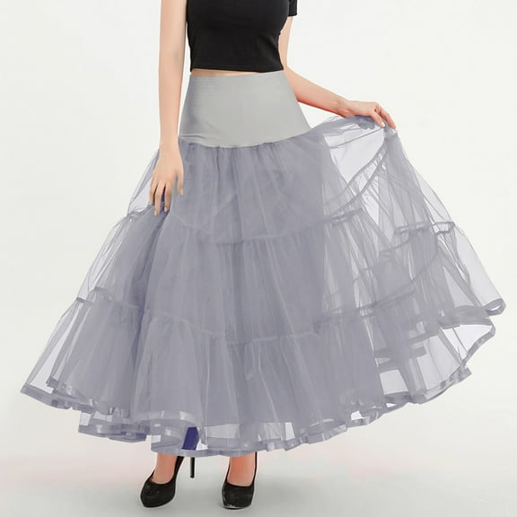 Mgmyaa Women's Tulle Long Skirt High Waisted Puffy Prom Skirt Mesh Ballerina Skirt Flowy Layered Formal Party Tiered Skirt