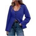 thumbnail image 1 of Mgmyaa Women's U-Neck Button Front Cardigan Blazer Casual Long Sleeve Open Front Jackets Top, 1 of 6