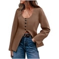thumbnail image 1 of Mgmyaa Women's U-Neck Button Front Cardigan Blazer Casual Long Sleeve Open Front Jackets Top, 1 of 6