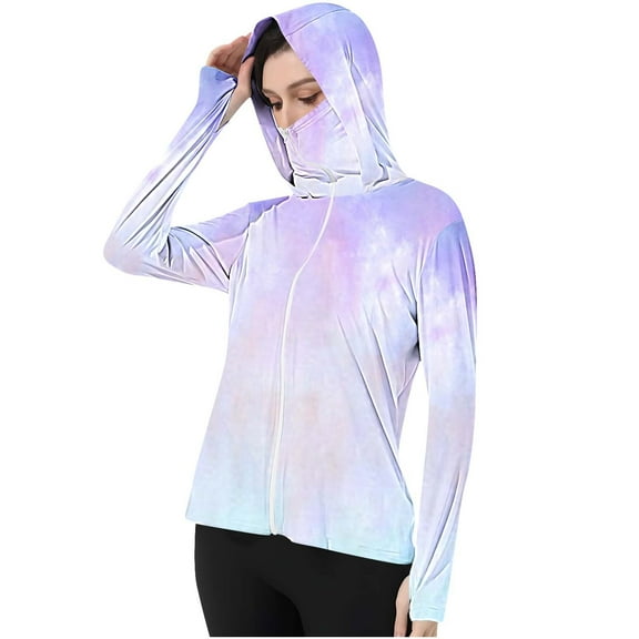 Mgmyaa Women's UPF50  Sun Protection Hooded Jacket with Thumb Holes, Long Sleeve Lightweight UV Shirt Outdoor Wear