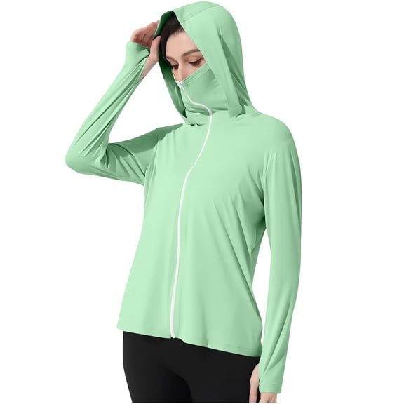 Mgmyaa Women's UPF50  Sun Protection Hooded Jacket with Thumb Holes, Long Sleeve Lightweight UV Shirt Outdoor Wear