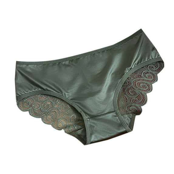 Mgmyaa Women's Underwear Lace Panties Bow Mid Low Waist Hollow Out Mesh Gauze Briefs