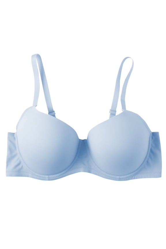 Women's V-Neck Comfort Push-Up Wireless Bralette Bra Soft Breathable Spaghetti Straps Hook & Eye Closure Solid Color
