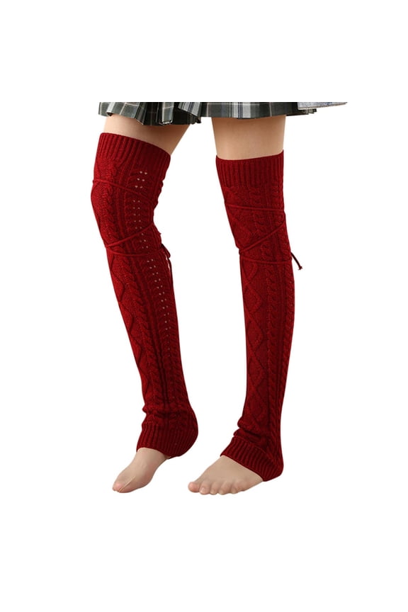 Women's Warm Knitted Yarn Leg Cover for Winter - Over Knee Long Sock Leg Warmers for Cold Weather Protection