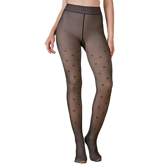 Mgmyaa Women's Warm Pantyhose Winter Thermal Fleece Lined Leggings Fake Translucent Polka Dot Tights