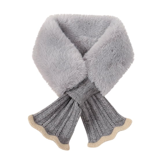 Mgmyaa Women's Winter Thick Warm Scarf with Plush Furry Texture, Color Block Scarf for Cold Protection