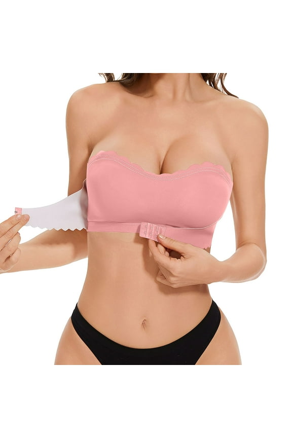 Women's Wireless Push Up Bra with Front Closure Comfortable Strapless Support for Wrap Around and Everyday Use
