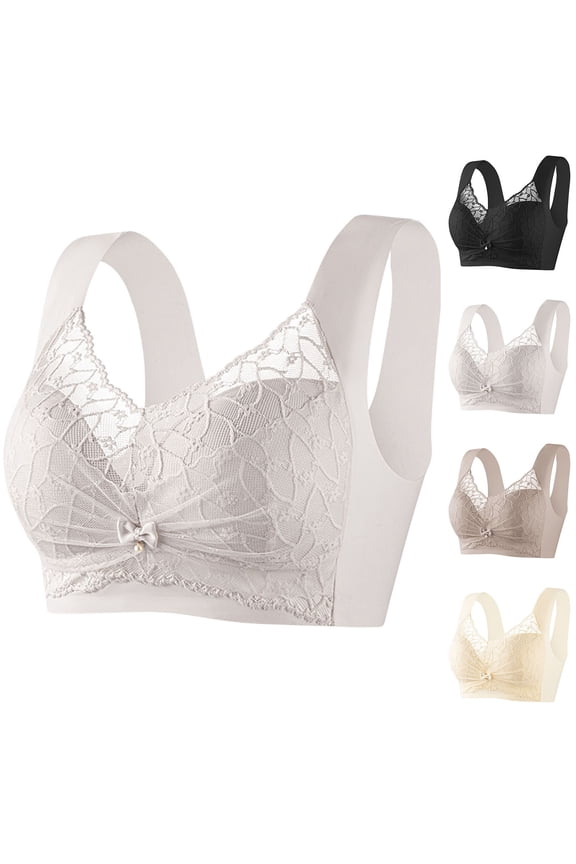 Women's Wireless Support Lifting Comfort Bra Lace Bralette T-Shirt Seamless Everyday Wear Push Up Design Soft Stretch Full Coverage