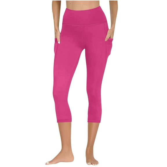 Mgmyaa Women's Yoga Fitness Capri Leggings with Booty Lifting High Waist Slim Fit Moisture Wicking Side Pockets for Workout Running Gym Athletic
