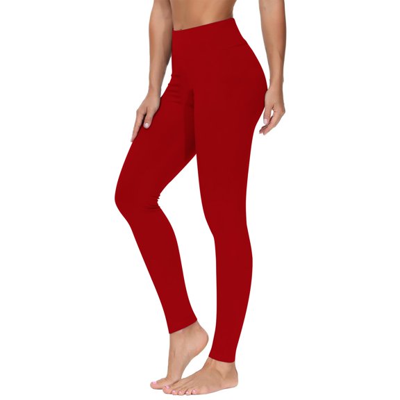 Mgmyaa Women's Yoga Leggings High Waisted Tummy Control Workout Running Yoga Pants, Red XL