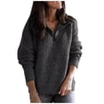 thumbnail image 1 of Mgmyaa Women's Zipper Detail V-Neck Knit Sweater Solid Long Sleeve Casual Pullover Top Fashion Winter Warm Layering Piece, 1 of 5