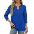 thumbnail image 1 of Mgmyaa Womens 3/4 Sleeve Tshirts Summer V Neck Casual Loose Fit Tee Shirts Tops, 1 of 6
