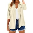 thumbnail image 1 of Mgmyaa Womens Button Down Shirts 3/4 Sleeve Collared Beach Shirt Casual Tops, 1 of 6