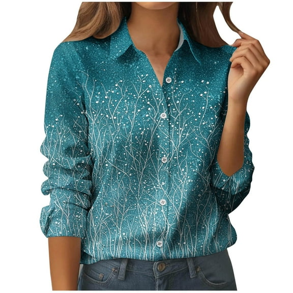 Mgmyaa Womens Button Down Shirts Solid Dress Shirts Long Sleeve Flowy Collared Work Office Business Blouses Lightweight Tops