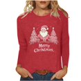 thumbnail image 1 of Mgmyaa Womens Christmas Print Long Sleeve Shirt Round Neck Graphic Tees Casual T-Shirts, 1 of 7