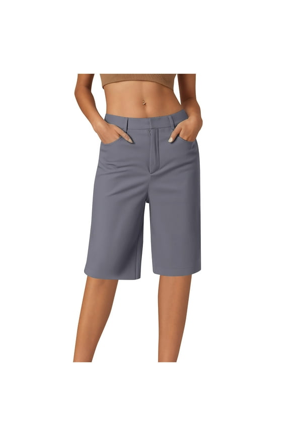 Womens Dressy Bermuda Shorts Golf Shorts Knee Length Ladies Loose Long Shorts