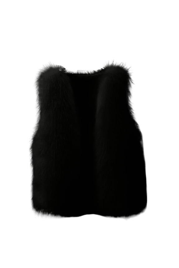 Womens Faux Furry Vest Thick Sleeveless Casual Jacket Winter Fleece Lined Outerwear
