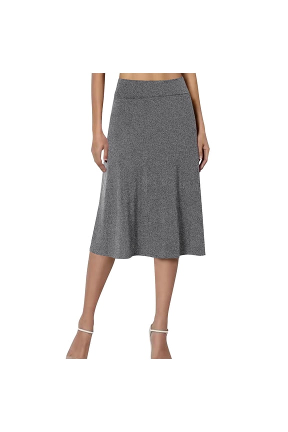 Womens Flowing Skirts Casual Trumpet Elastic Mid Length Skirt High Waisted Midi Skirt
