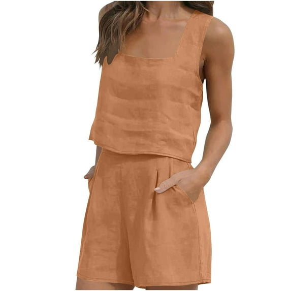Mgmyaa Womens Pajama Set Shorts Sleeveless Croped Shirt Lounge Sets Summer 2 Piece Pjs Tank Top and Shorts with Pockets
