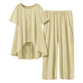 thumbnail image 1 of Mgmyaa Womens Pajama Sets Short Sleeve High-Low T-Shirt and Long Pajama Pants Soft Sleepwear Pj Lounge Sets, 1 of 8