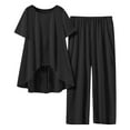thumbnail image 1 of Mgmyaa Womens Pajama Sets Short Sleeve High-Low T-Shirt and Long Pajama Pants Soft Sleepwear Pj Lounge Sets, 1 of 8