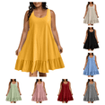 thumbnail image 1 of Bxsruta Women's Sleeveless Dresses Loose Fit Ruffled Hem Scoop Neck Tank Dress Casual Summer Beach Vacation, 1 of 8