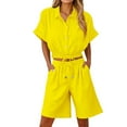 thumbnail image 1 of Mgmyaa Womens Sets 2 Piece Croped Button Down Short Sleeve Shirt and Bermuda Shorts Set Summer Beach Outfits Sets, 1 of 6