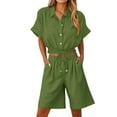 thumbnail image 1 of Mgmyaa Womens Sets 2 Piece Croped Button Down Short Sleeve Shirt and Bermuda Shorts Set Summer Beach Outfits Sets, 1 of 6
