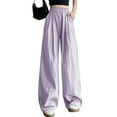thumbnail image 1 of Mgmyaa Womens Summer Lightweight Pants Thin Casual Comfortable Ice Silk Side Pockets Wide Leg Pants Elastic Waist Palazzo Long Pants, 1 of 5