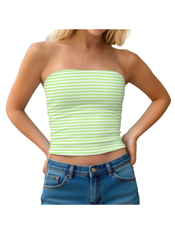 Womens Tube Tops Basic Backless Cold Shoulder Sleeveless Bandeau Strapless Crop Tops Summer Outfits