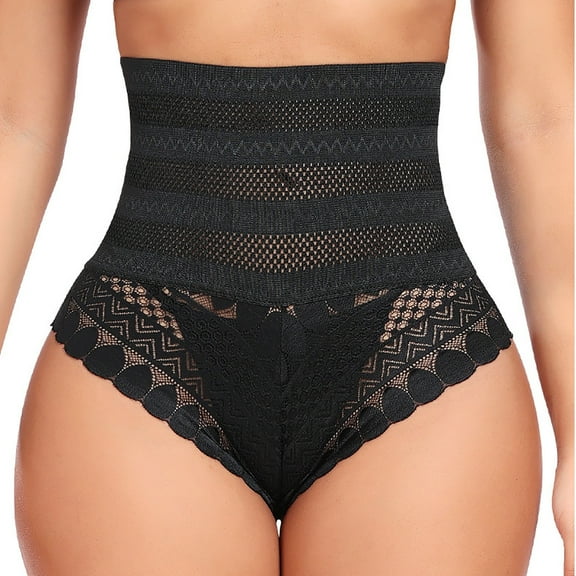 Mgmyaa Womens Underwear Mid High Waisted Lace Waist Cinching Beautiful Buttocks Breathable Waist Cinching Shaping Bottom Panties
