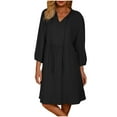 thumbnail image 1 of Mgmyaa Womens V Neck Casual Dresses 3/4 Sleeve Loose Shift Tunic Smock Summer Dresses Vacation Dress with Pockets, 1 of 8